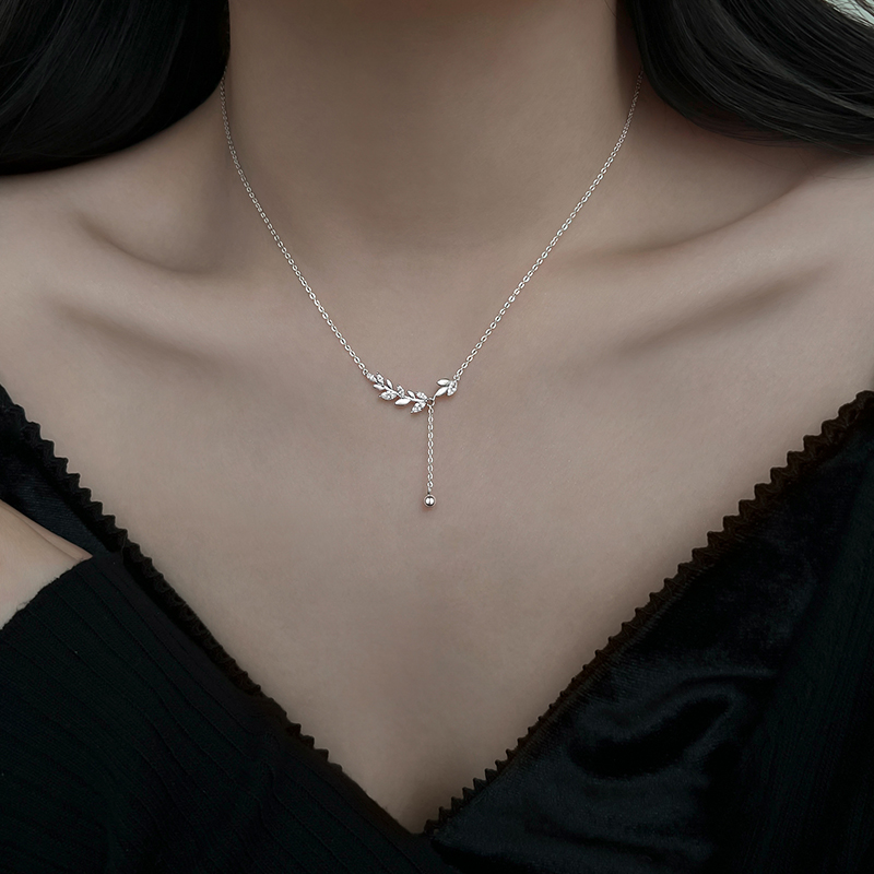 坠链均足银 999纯银麦穗项链轻奢高级感锁骨链女气质小众颈链百搭