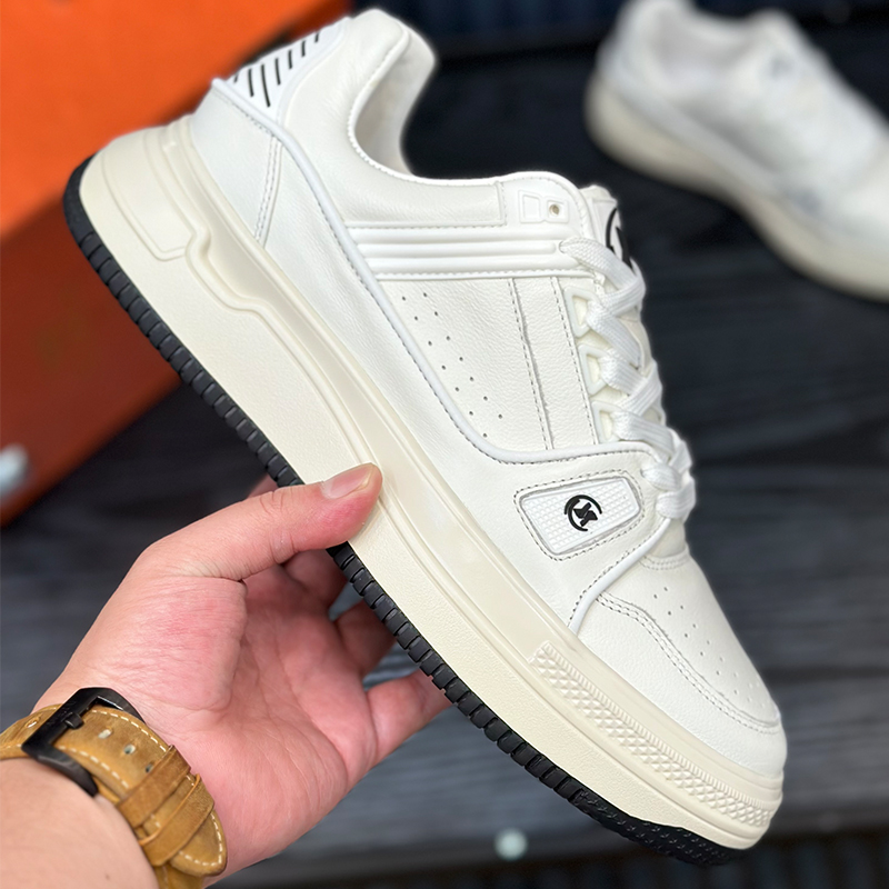 Xinyi/鑫异高档小白鞋男真皮透气2025秋冬新款厚底休闲男士板鞋