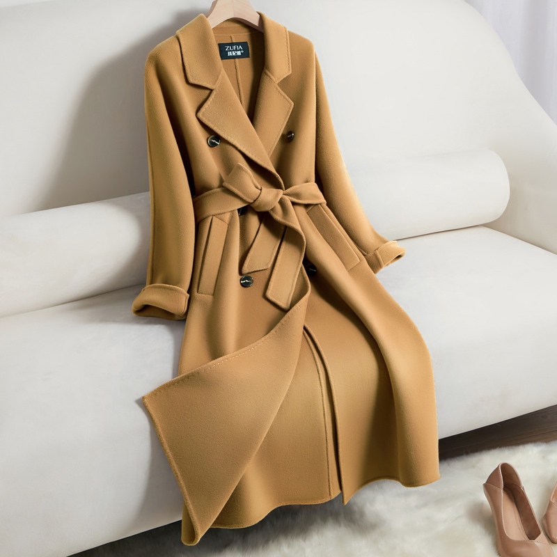 高端双面羊绒大衣女长款过膝2025新款101801驼色羊毛呢子外套大牌