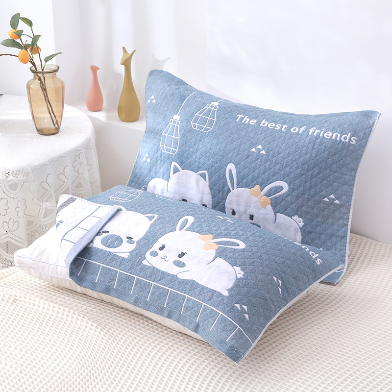 纯棉枕巾一对装加厚柔软全棉纱布情侣枕头巾成人加大透气防滑单人