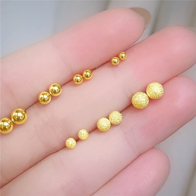 钛钢耳饰 金色耳钉女金豆豆圆珠光面磨砂耳骨简约百搭养耳洞迷你