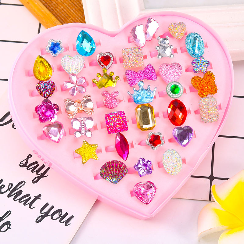 儿童戒指女孩3到6岁爱莎亚克力可爱指环幼儿园礼物益智启蒙玩具