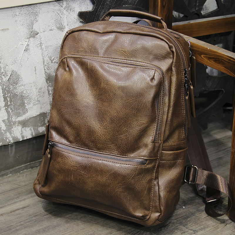 爆款男包复古双肩包电脑包学生大容量书包背包男士旅行包潮牌