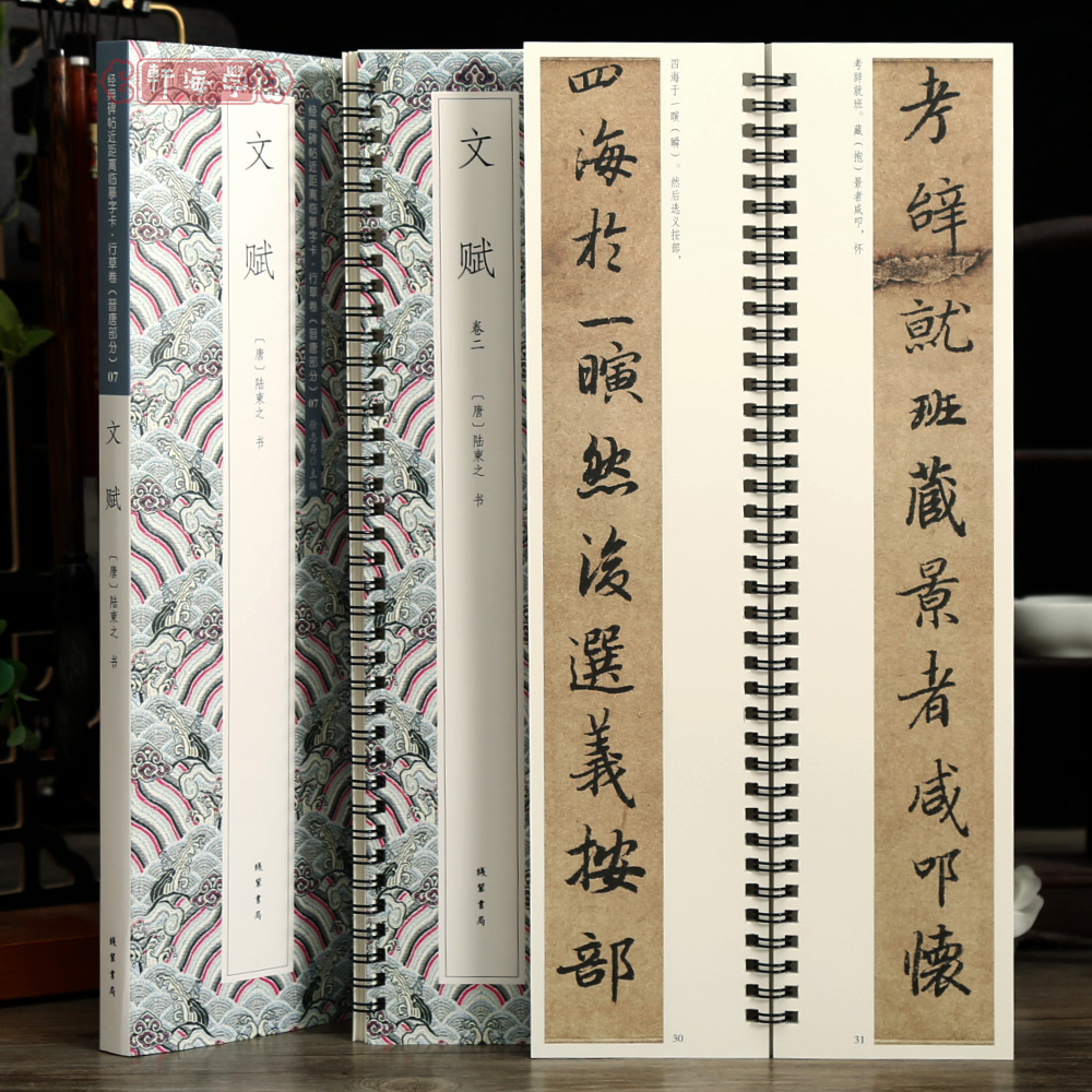 学海轩共2本陆柬之文赋碑帖近距离临摹字卡行草卷晋唐原色原帖简