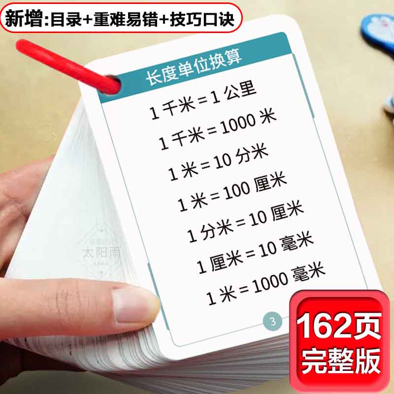 面积单位换算公式卡小学数学公式大全1至6年级完整版米厘米克千克