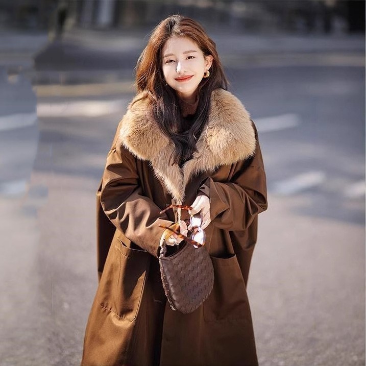 388可拆卸派克服保暖韩版外套女2025冬季新款加绒加厚仿皮草外套