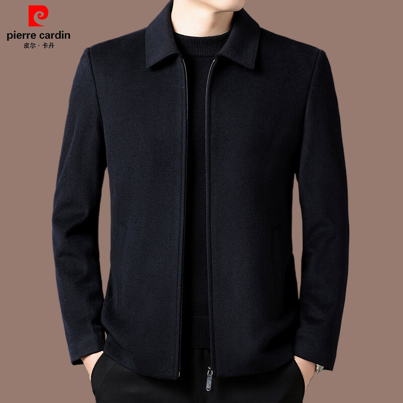 皮尔卡丹  冬季男士100绵羊毛加厚夹克商务休闲高档外套大码567X