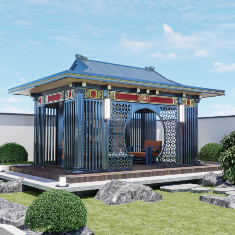 柚乐场定制铝合金电动凉亭户外庭院花园亭子新中式阳光房玻璃房