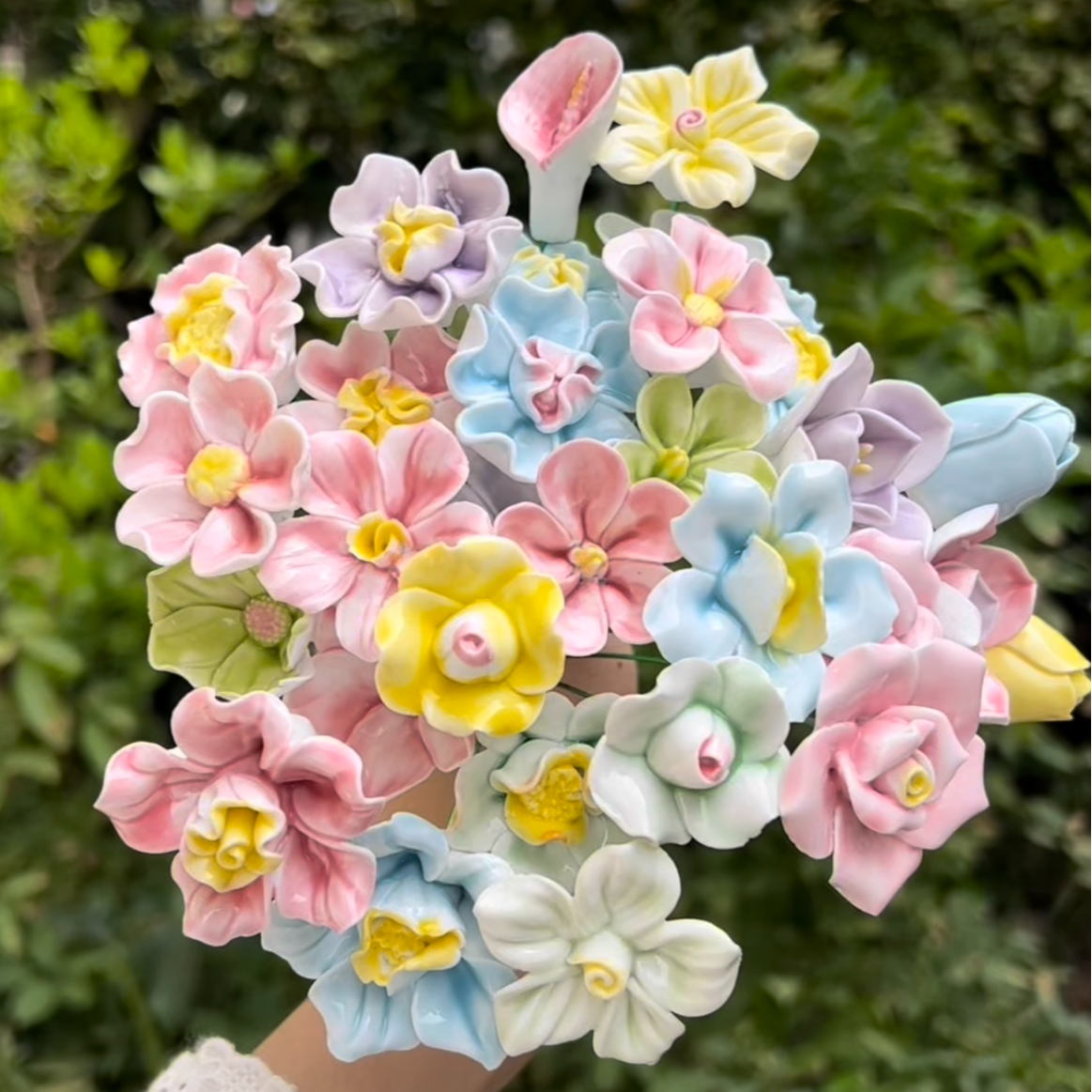 (直播拆）景德镇手工陶瓷仿真花手工制品微瑕介意慎拍