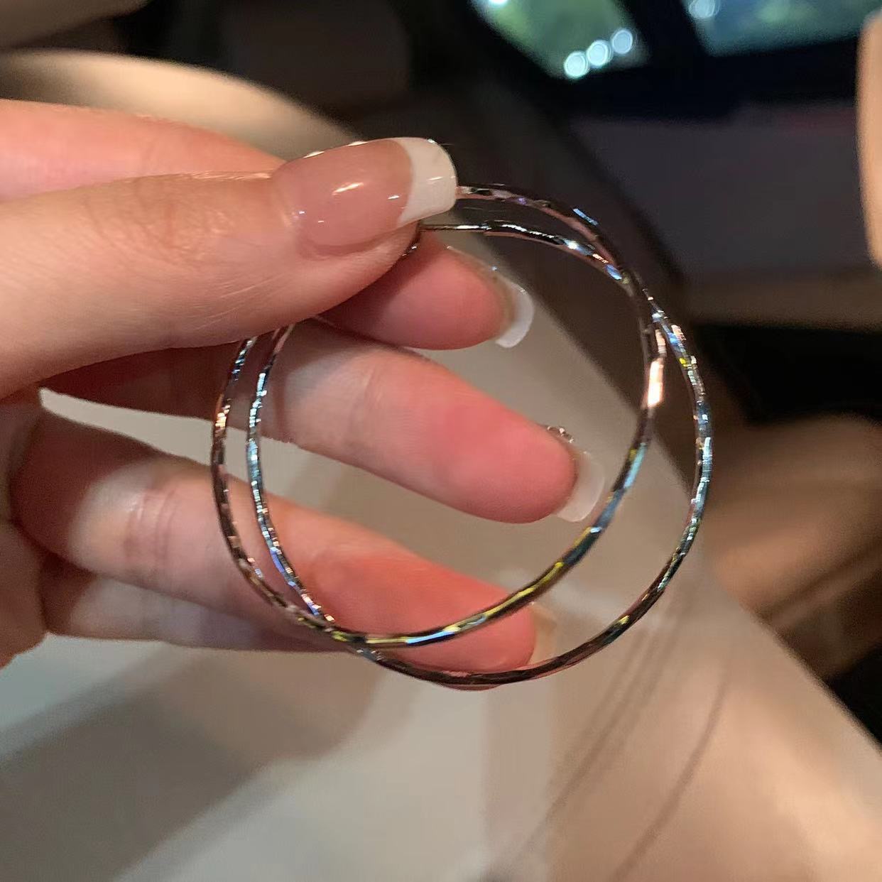 铜合金耳饰 大圈圈耳饰辣妹耳圈ins风设计感耳圈耳环脸大合适8056