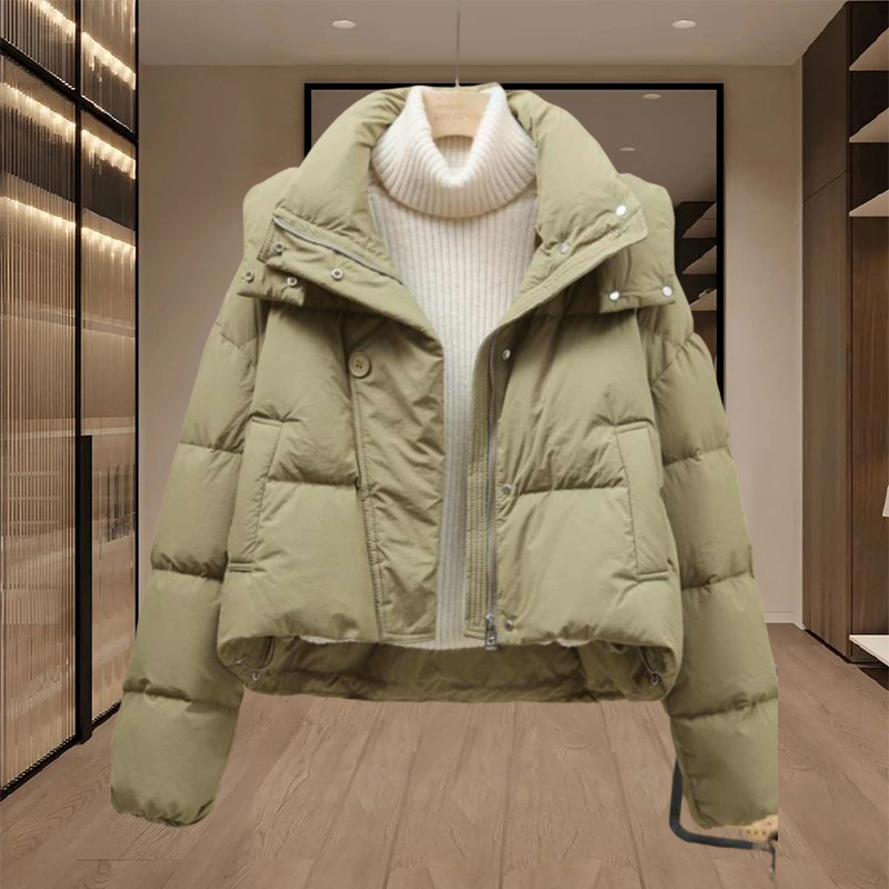 棉服女士冬季小个子2025年时尚洋气显瘦减龄加厚保暖连帽面包服潮