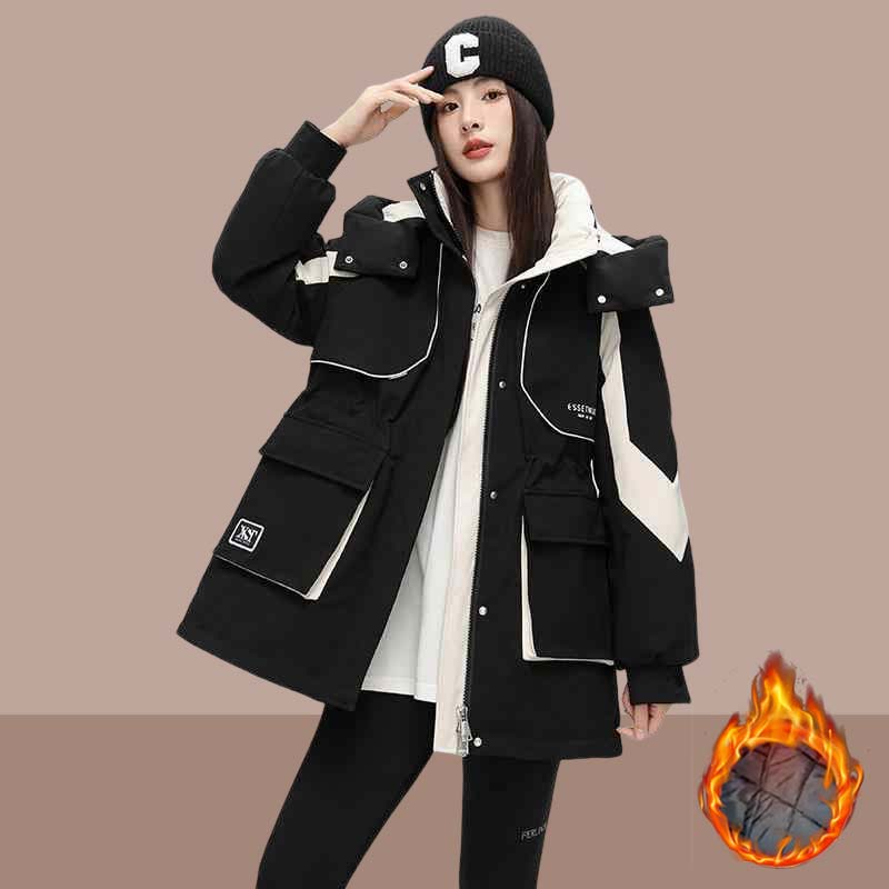 2025秋冬季新款女士保暖时尚派克服外套设计感加厚休闲棉服冲锋衣