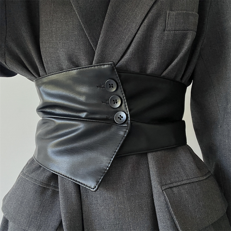 腰封女外搭黑色装饰束腰百搭时尚腰带装饰配连衣裙西装高级感宽版