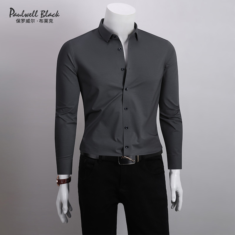 保罗长袖衬衫男款高级感商务休闲高档男士衬衫长袖2025新爆款衬衣
