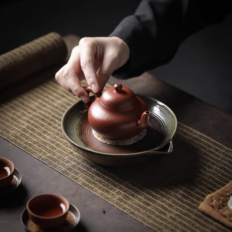 粗陶壶承干炮台小型茶盘家用壶垫蓄水高级养壶茶承盘紫砂壶托底座