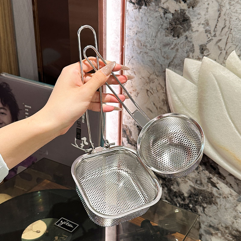 304不锈钢火锅漏勺过滤网家用漏筐捞勺折叠手柄煮面涮肉过滤网筛