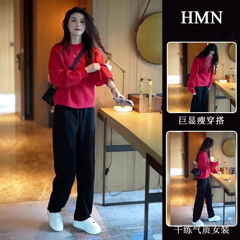 秋季穿搭一整套2025新款小个子宽松百搭时尚休闲卫衣卫裤两件套