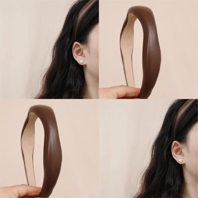 法式气质波浪型仿小羊皮PU皮质发箍复古简约网红女外戴头箍发卡新