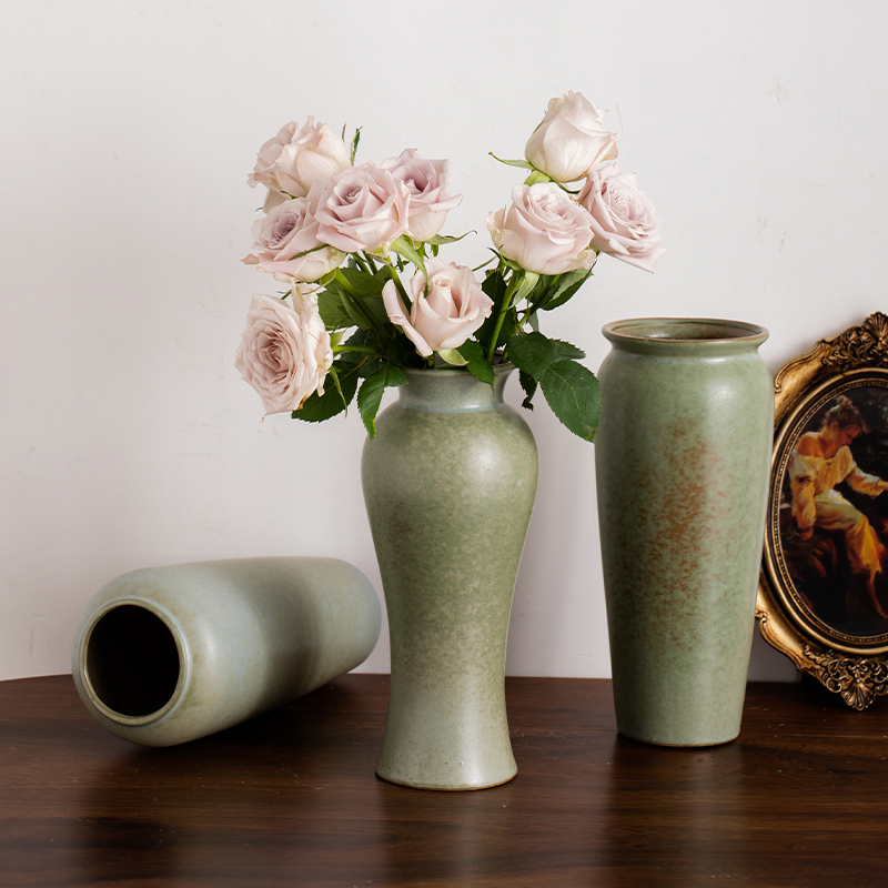 中式复古陶瓷花瓶家居客厅插花摆件桌面水培鲜花雪柳干花装饰陶罐