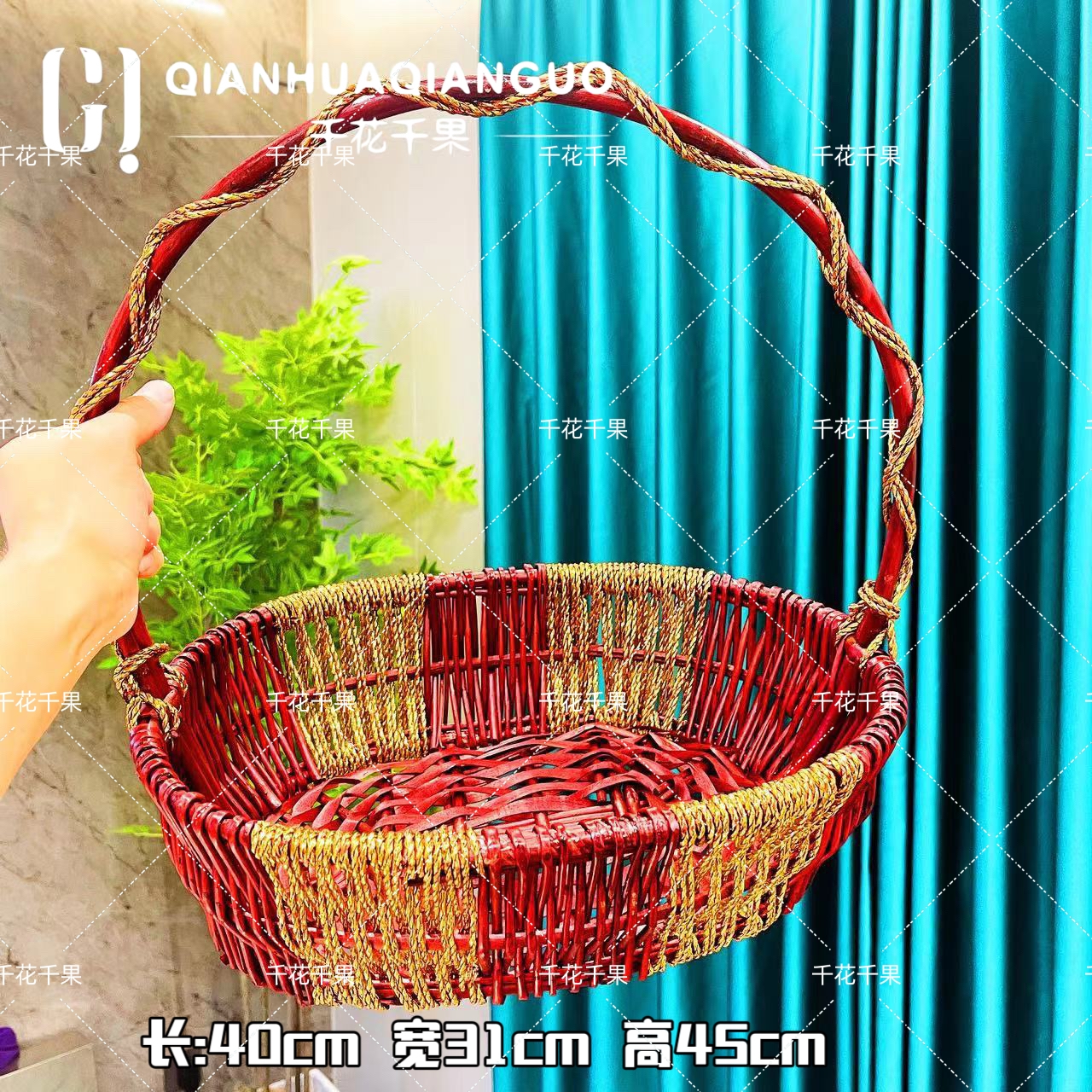 水果篮子编织手提篮礼品篮子10个水果篮藤编水果篮水果包装篮柳编
