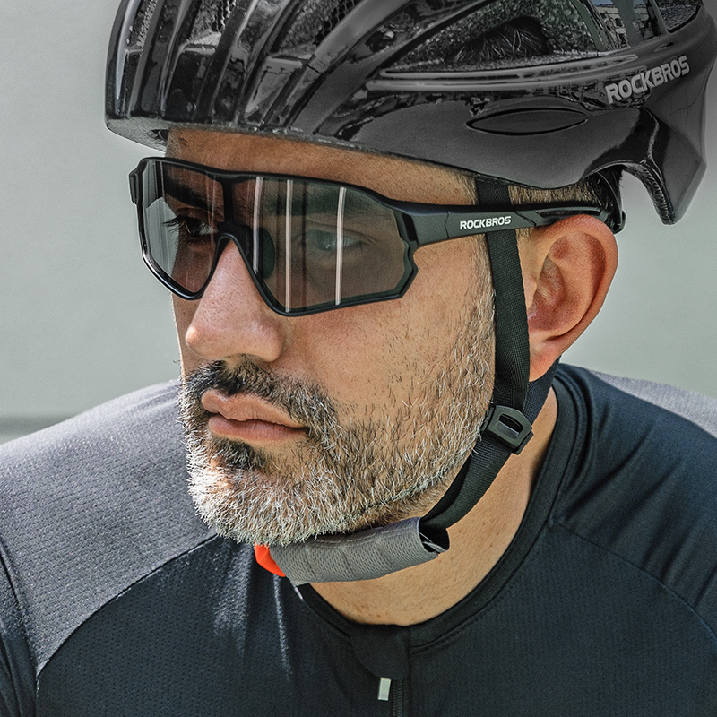 洛克兄弟变色骑行眼镜偏光近视男女款户外运动防风沙自行车太阳镜