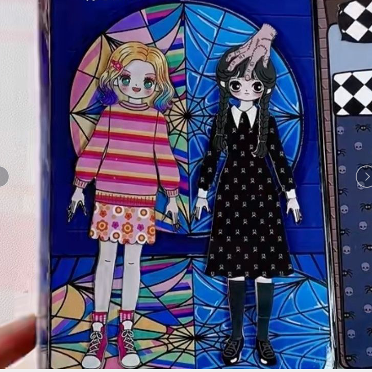 黑色星期三换装捏捏乐豆豆本diy桌面手工文具迷你屋女孩版安静书