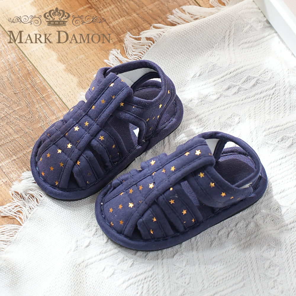 新款儿童布艺居家1-2-3岁软布底静音防滑包头家居室内地板学步鞋