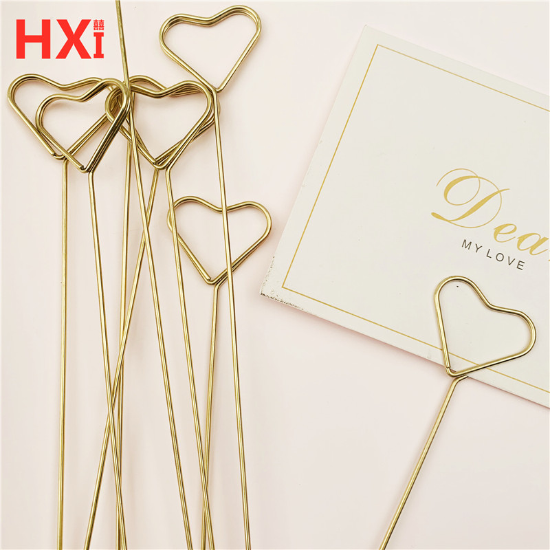 ins风桃心金属卡片插签卡片叉鲜花包装贺卡夹韩式插花杆花艺资材