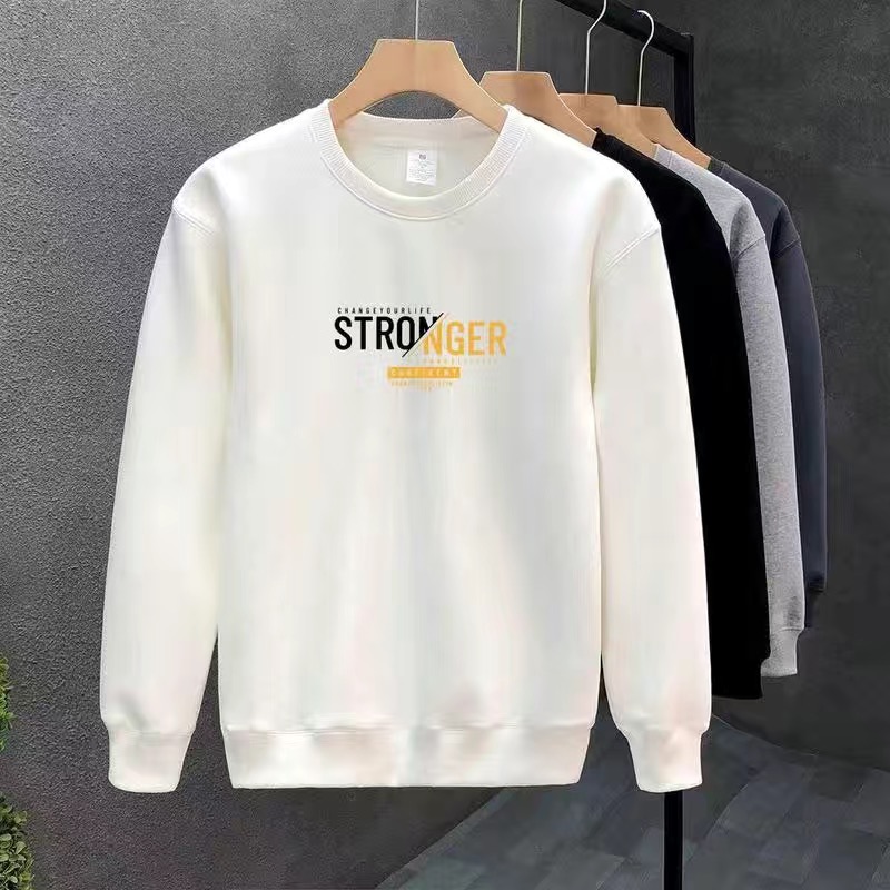 高档男士卫衣纯棉新款秋冬季加绒加厚休闲圆领套头长袖T恤打底衫