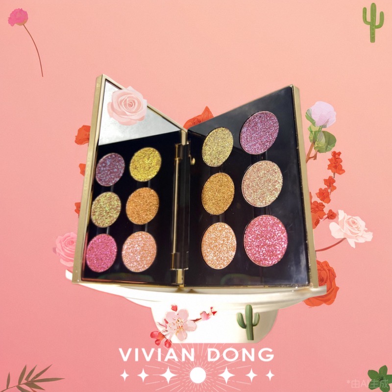 VIVIAN DONG妖姬六色珠光眼影盘炒闪渐变多色偏光高光钻石亮片