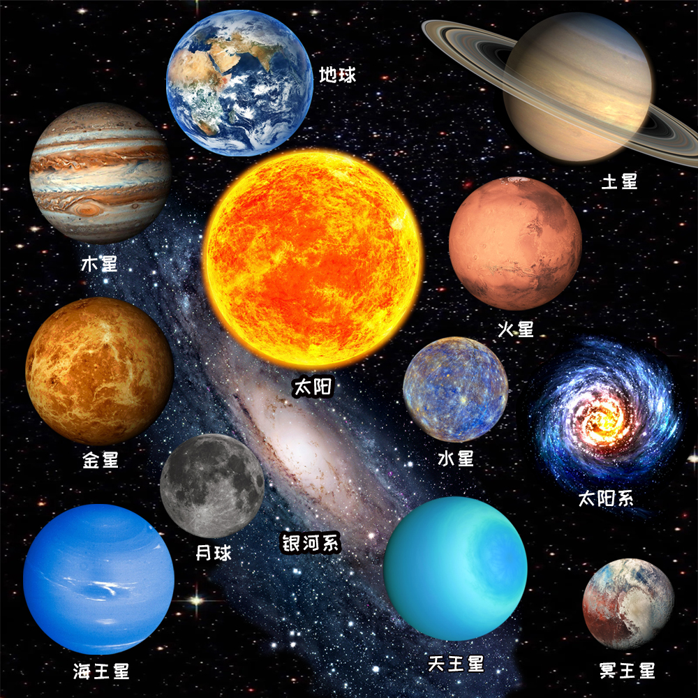 太阳系八大行星磁性冰箱贴饰水晶玻璃银河系天文教具星球地球模型