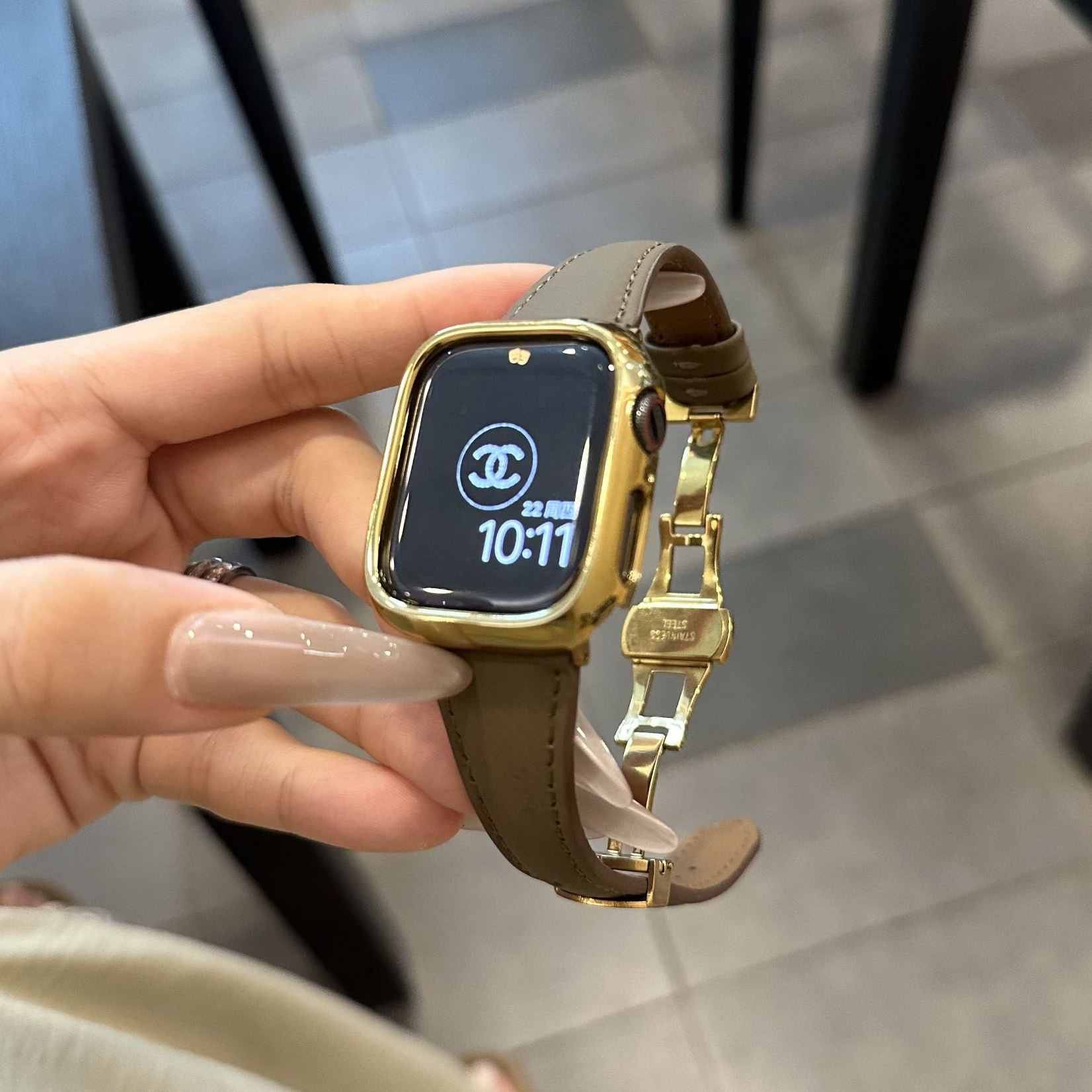 表带哥适用于iWatchs11小蛮腰款真皮8表带苹果s9蝴蝶扣高级感