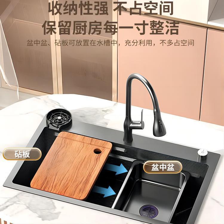 纳米304不锈钢水槽洗菜盆大单槽台下盆厨房耐刮水池嵌入式洗碗槽