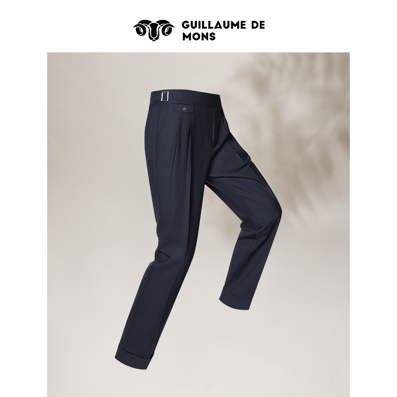 【2025新款】可机洗羊毛那不勒斯西裤男商务休闲裤高腰双褶裤子男