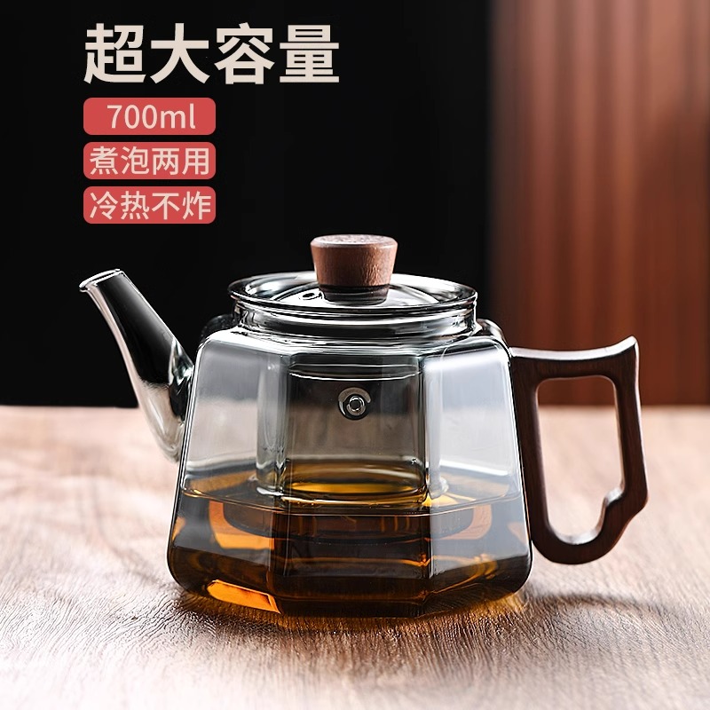 玻璃茶壶泡茶家用茶水分离煮烧水壶加厚耐高温大容量养生观茗壶