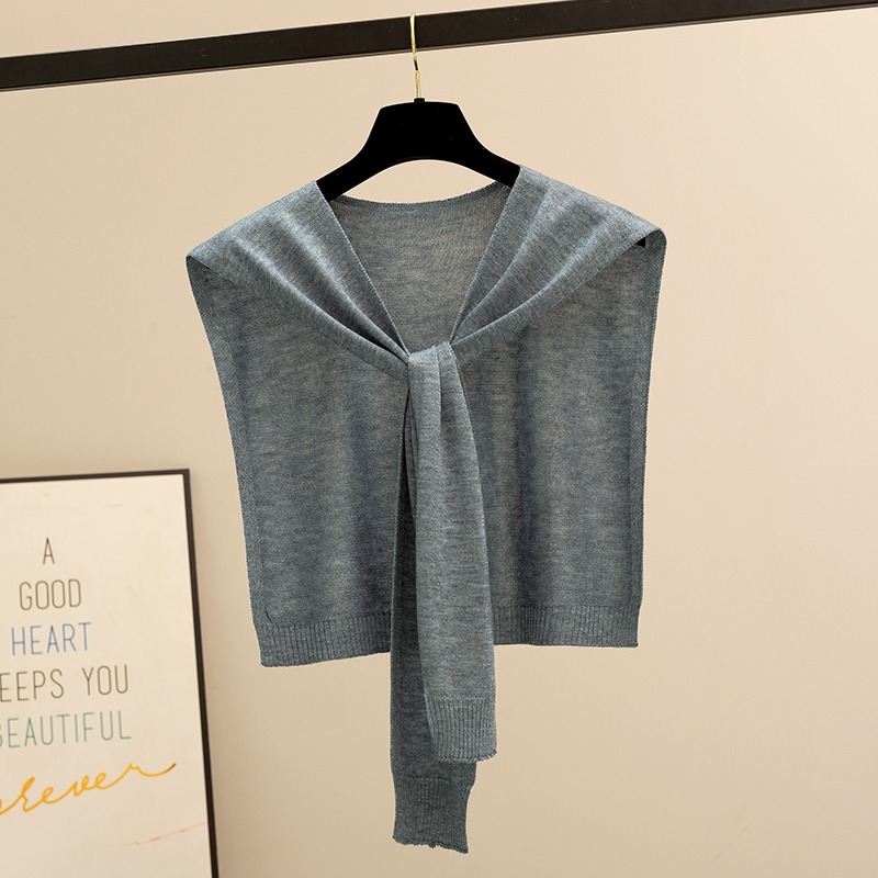春秋韩版高端薄款时尚打结外搭针织小披肩空调房办公室搭肩坎肩潮