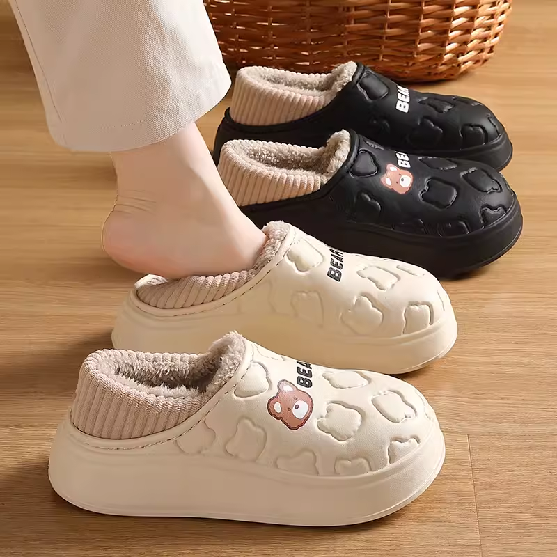 防水雪地靴女士冬季2025新款棉拖鞋包跟防滑保暖厚底加绒棉鞋冬天