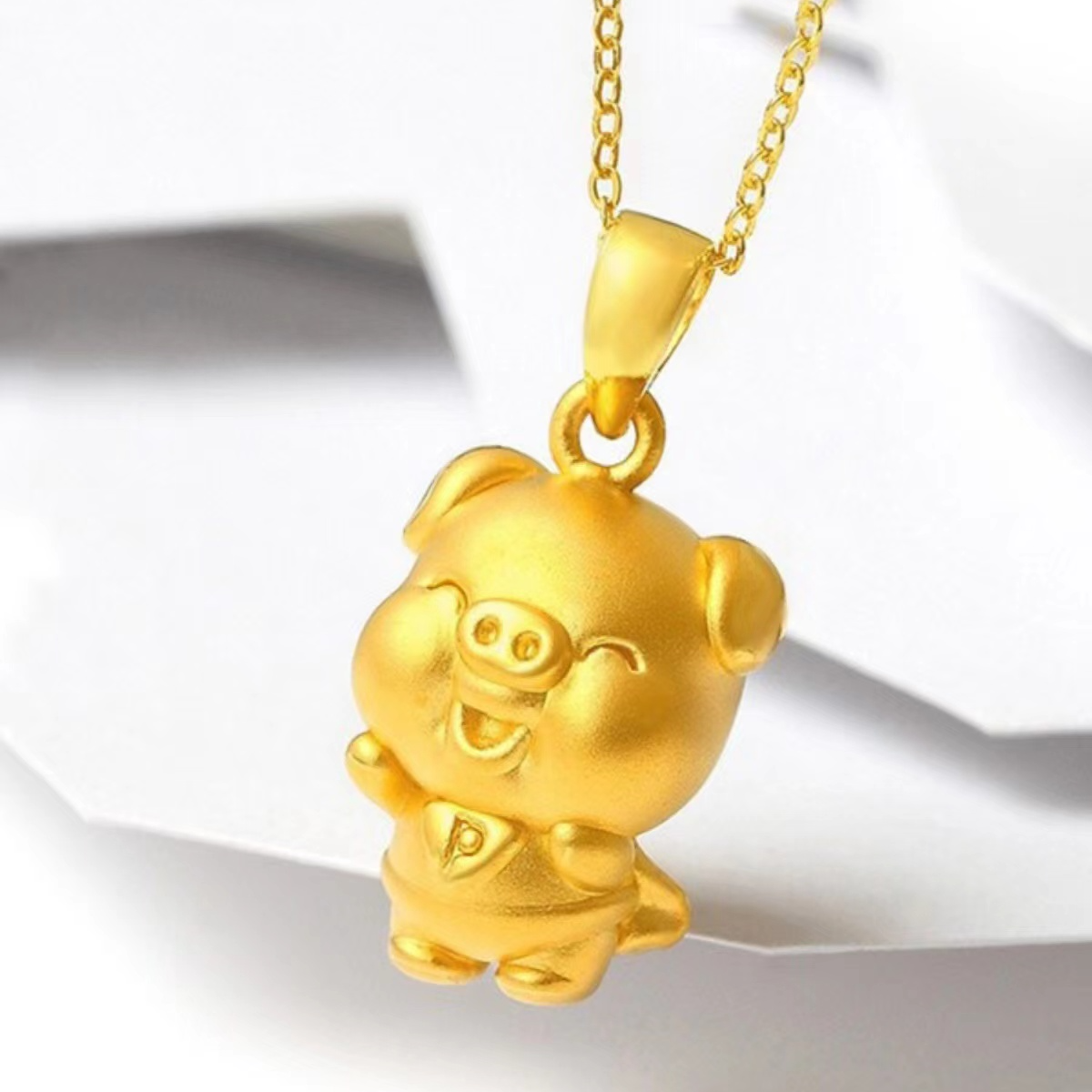 999足金超人猪黄金吊坠小金猪 金项链女转运珠金猪挂坠本命年猪