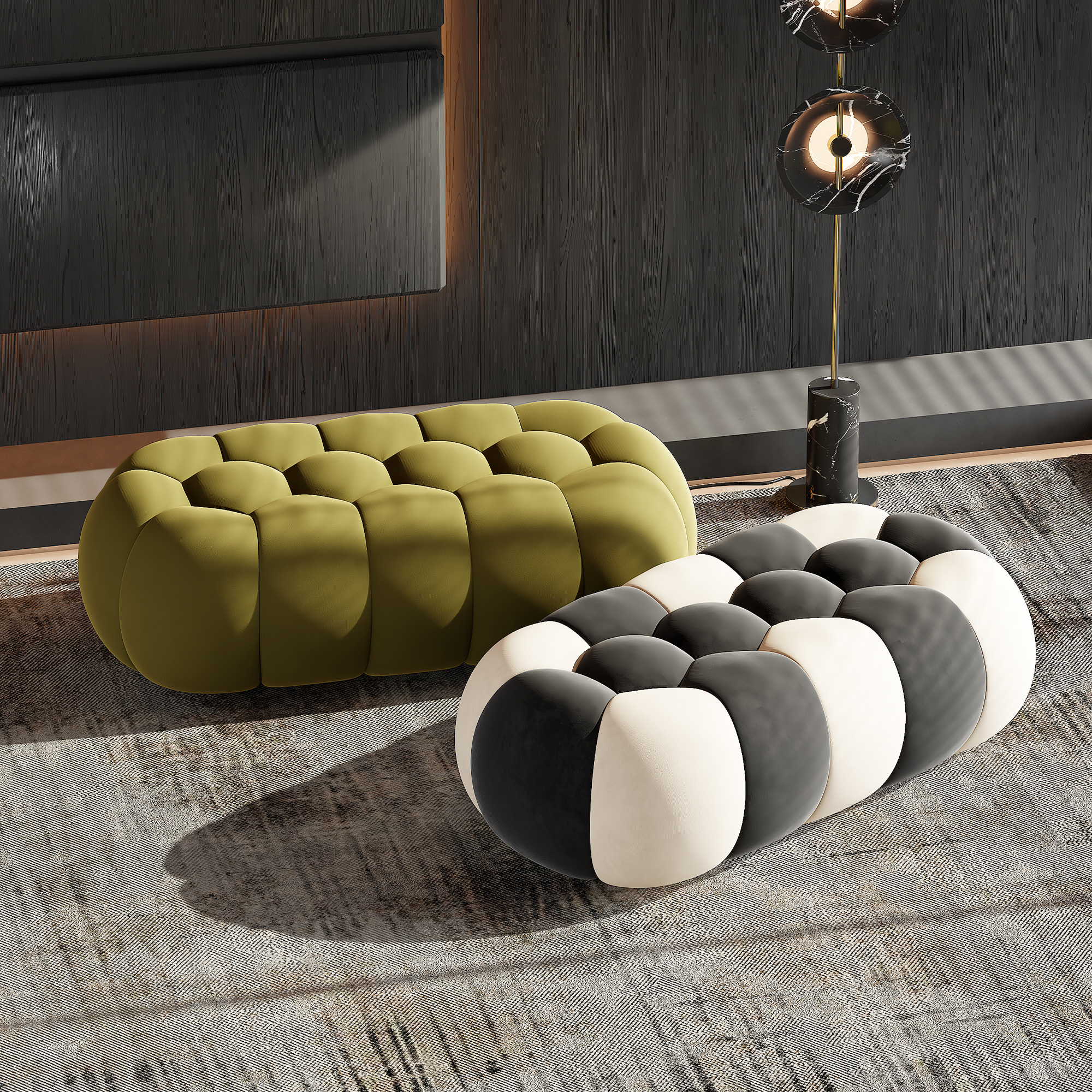 北欧客厅家用沙发凳脚踏弧形长条凳轻奢服装店衣帽间沙发凳换鞋凳