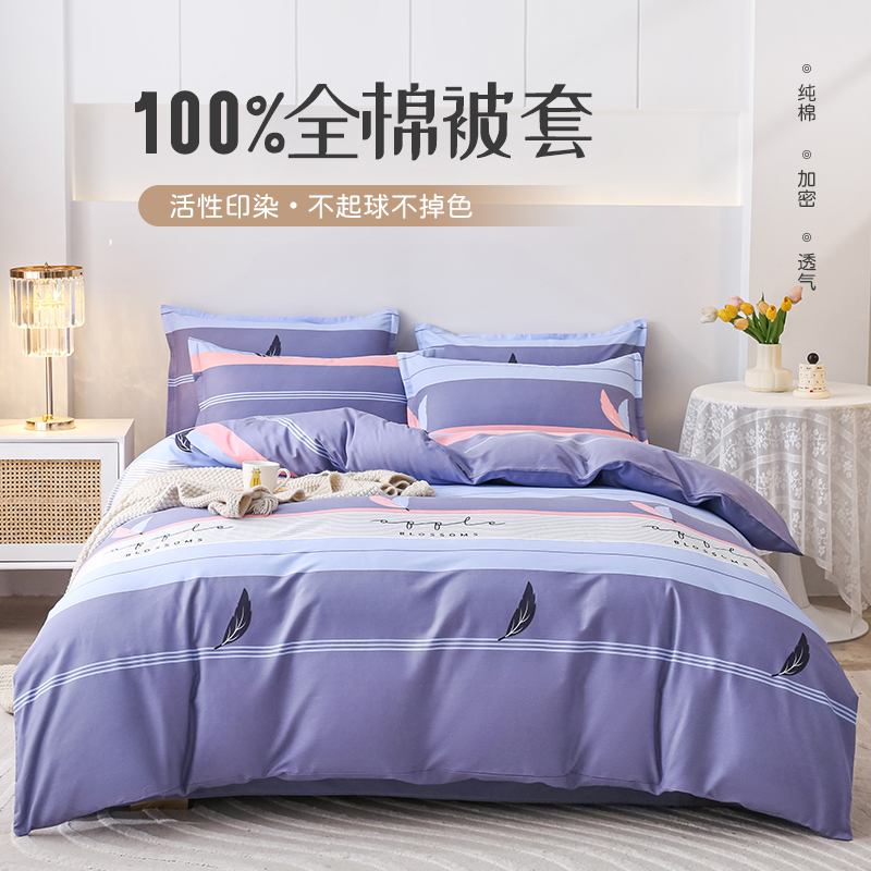 叠丰全棉被套纯棉高级感简约轻奢欧式加厚斜纹绅士条纹
