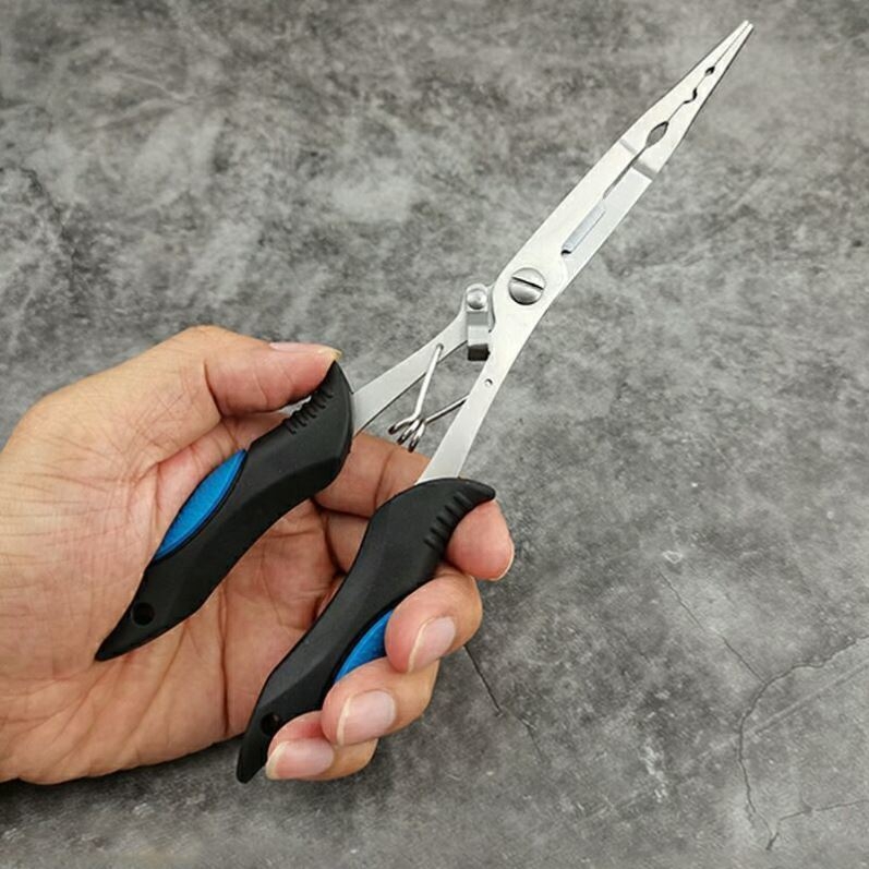 控鱼器加长新款直嘴路亚钳大号尖嘴钳剪线压铅方便钓鱼钳