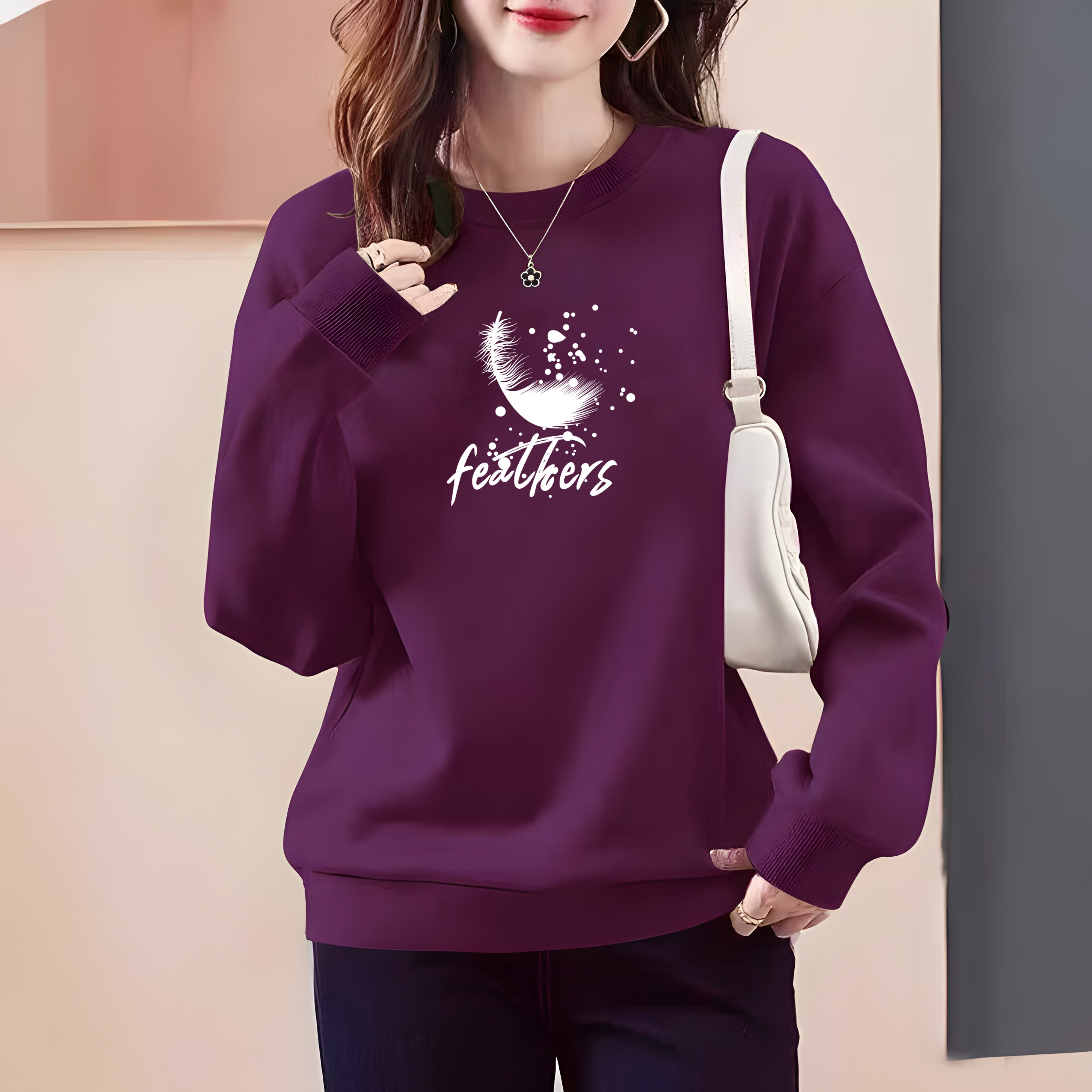 圆领卫衣女士大码胖mm秋冬季新爆款休闲遮肉百搭宽松时尚洋气上衣