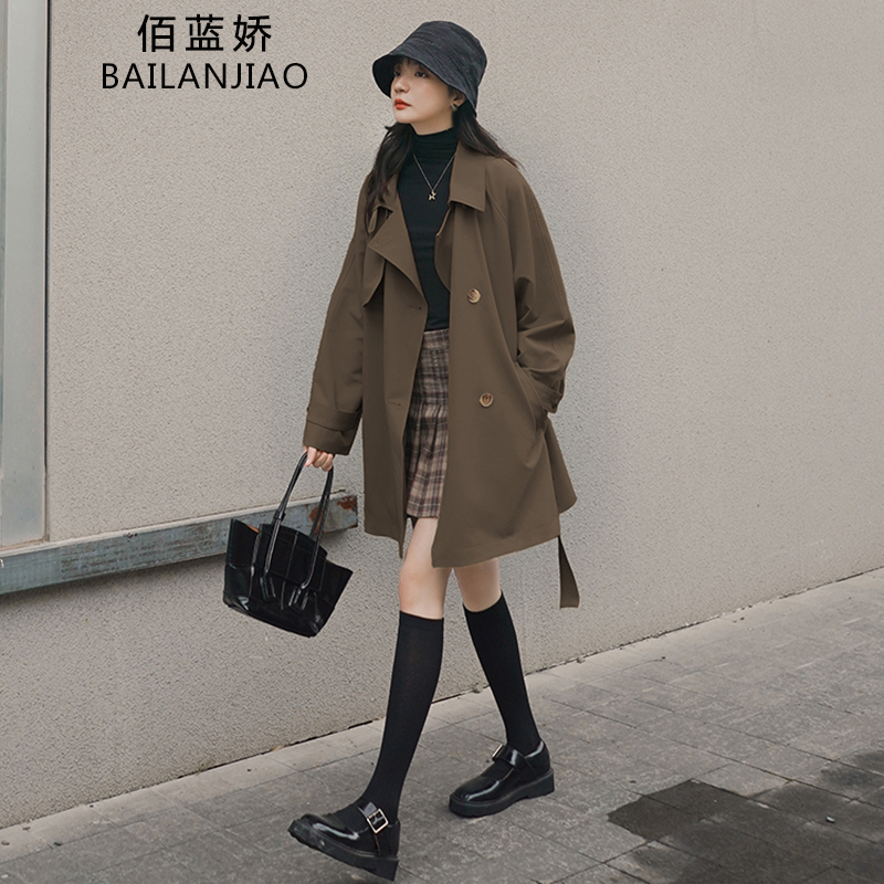 港风小个子中长款风衣女春秋2025新款英伦风气质显瘦休闲大衣外套