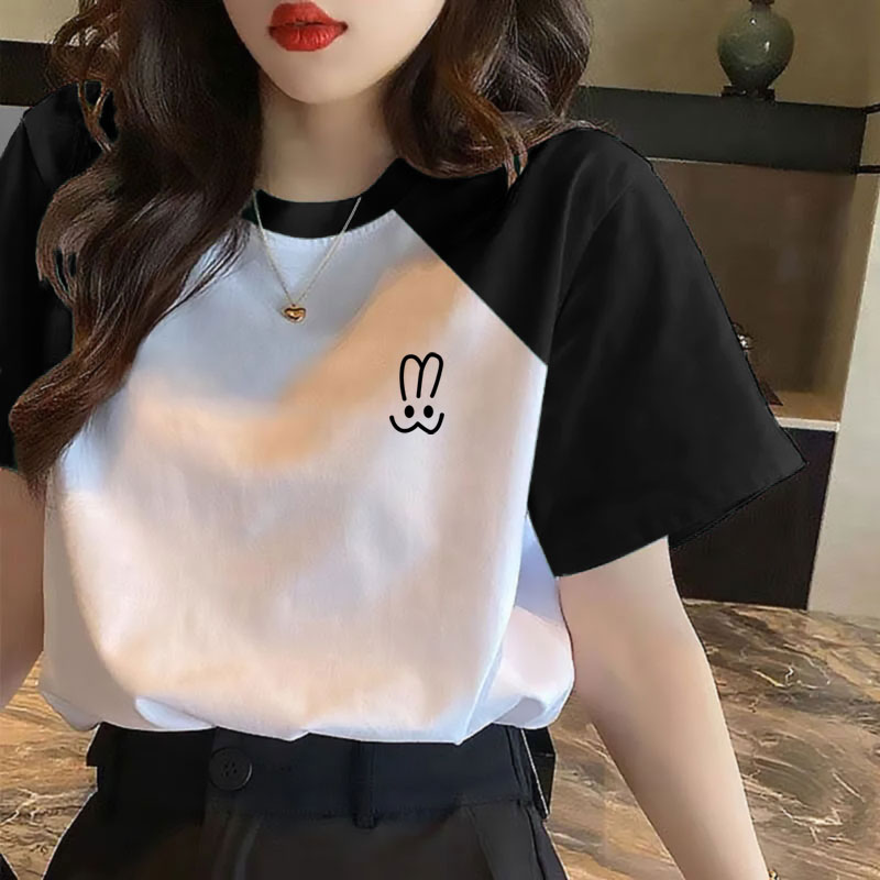 夏季2025新款亲肤短袖T恤女设计感上衣宽松显瘦插肩袖别致小衫潮