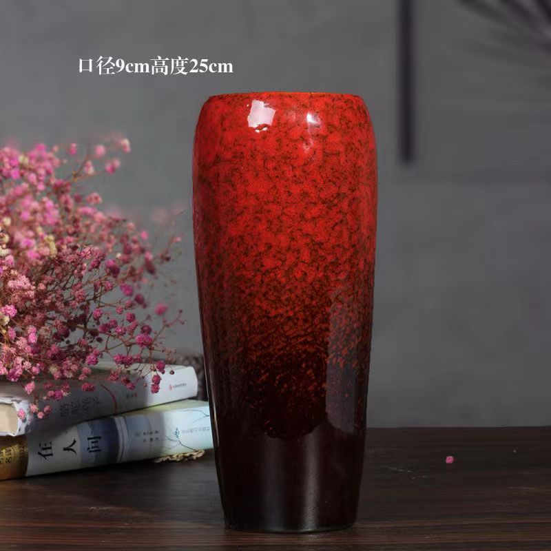 北欧风简约插花摆件客厅玄关玫瑰郁金香仿真绿植大口径陶瓷花瓶