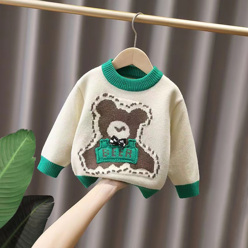 8692男童水貂绒毛衣2025秋冬新款中小童套头男孩针织加厚卡通毛衣