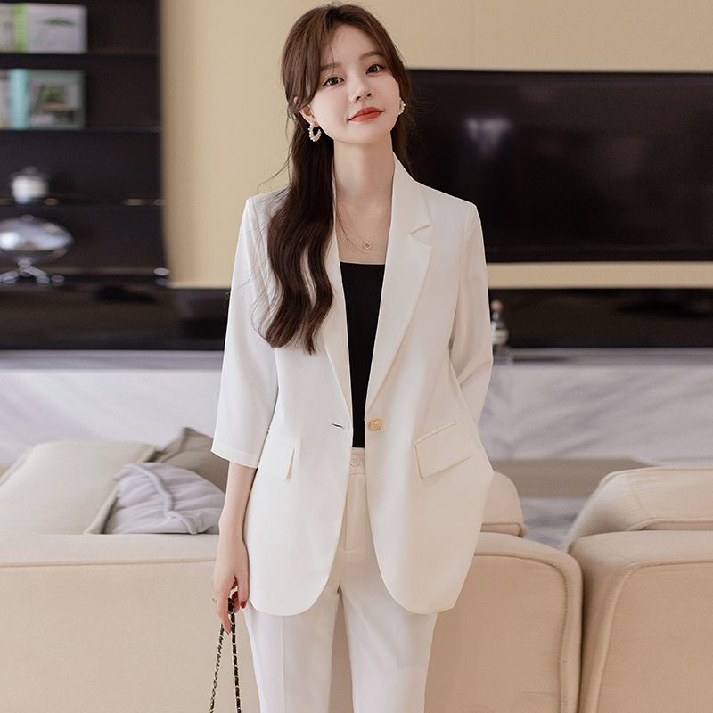 夏季西装外套女薄款网红七分袖小西服显瘦轻奢气质高端职场女正装