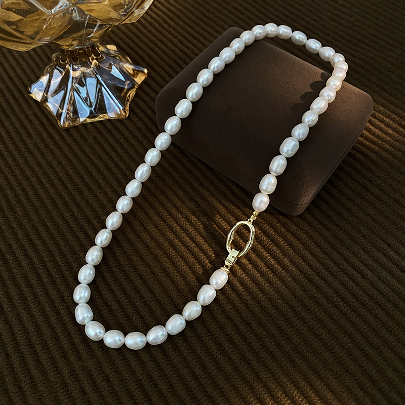 8mm天然淡水大珍珠项链女气质复古时尚秋冬毛衣链高级感锁骨链