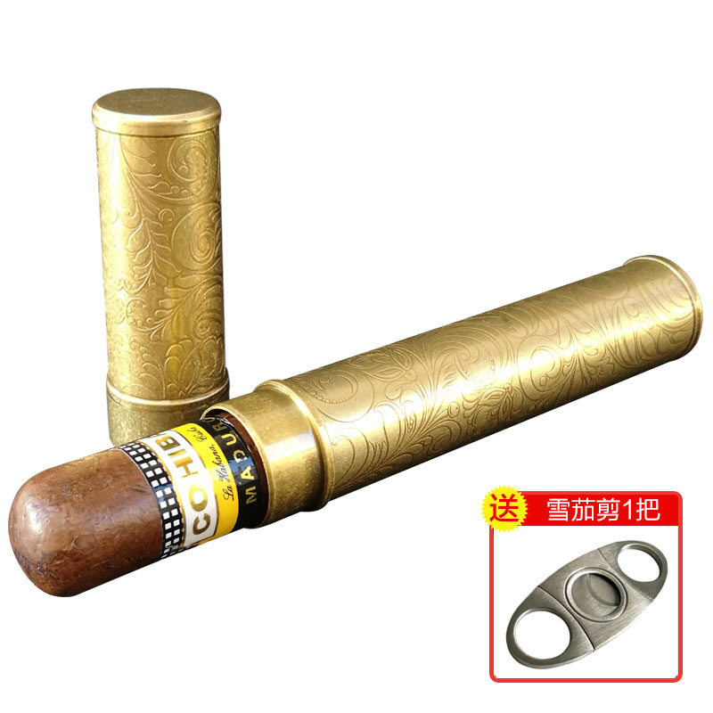 复古雕花雪茄盒1支装便携雪茄保湿筒金属雪茄盒送朋友礼物多款选