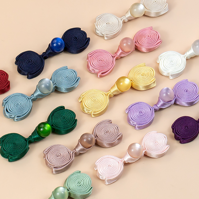 旗袍盘扣扣子中式玉珠花苞扣复古手工编织纽扣国风唐装汉服装饰扣